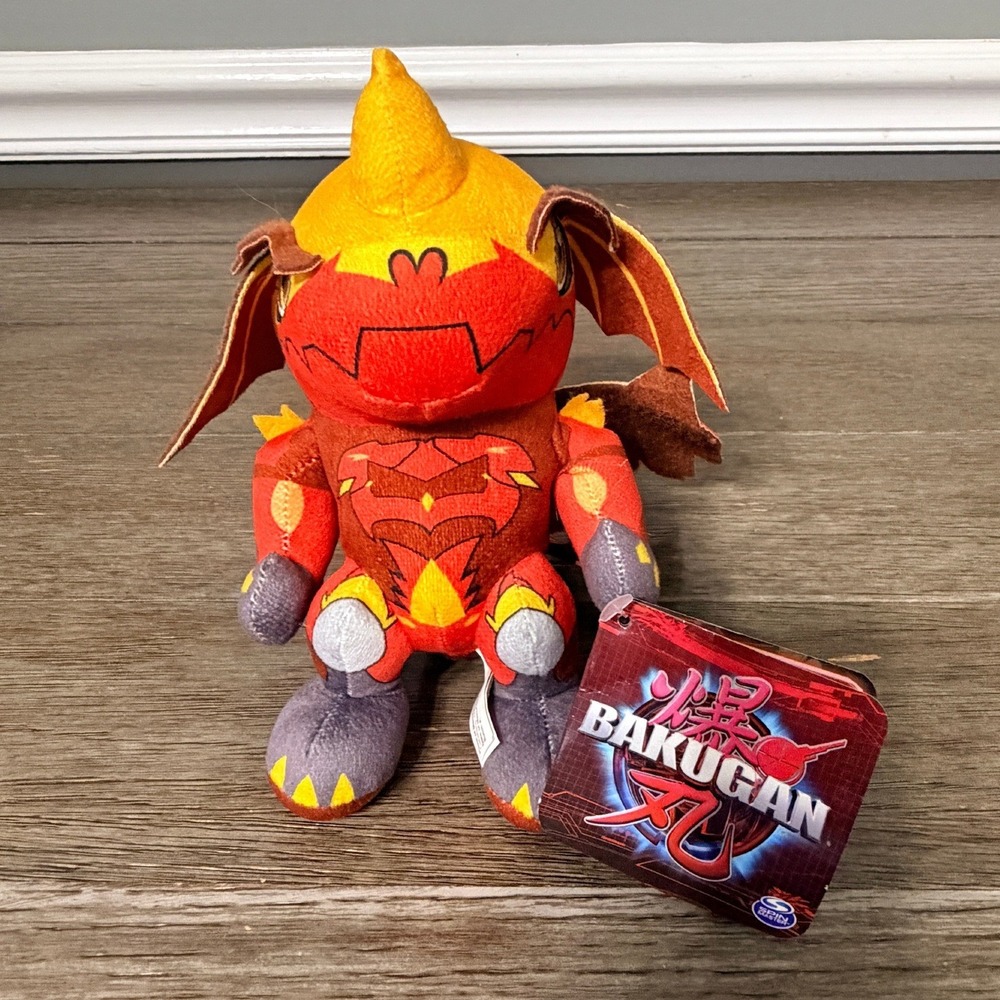 Bakugan Drago Dragonoid Pyrus Red Orange Plush Stuffed Toy Spin Master with Tag